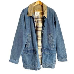 Sonoma Vintage Men’s Blue Denim Blanket Lined Collared Chore Barn Coat Size XL